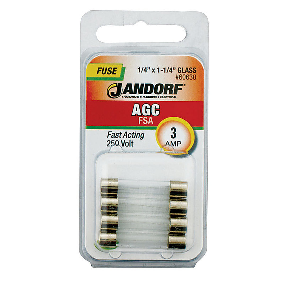 Jandorf - 60630 - AGC 3 amps Fast Acting Fuse - 4/Pack