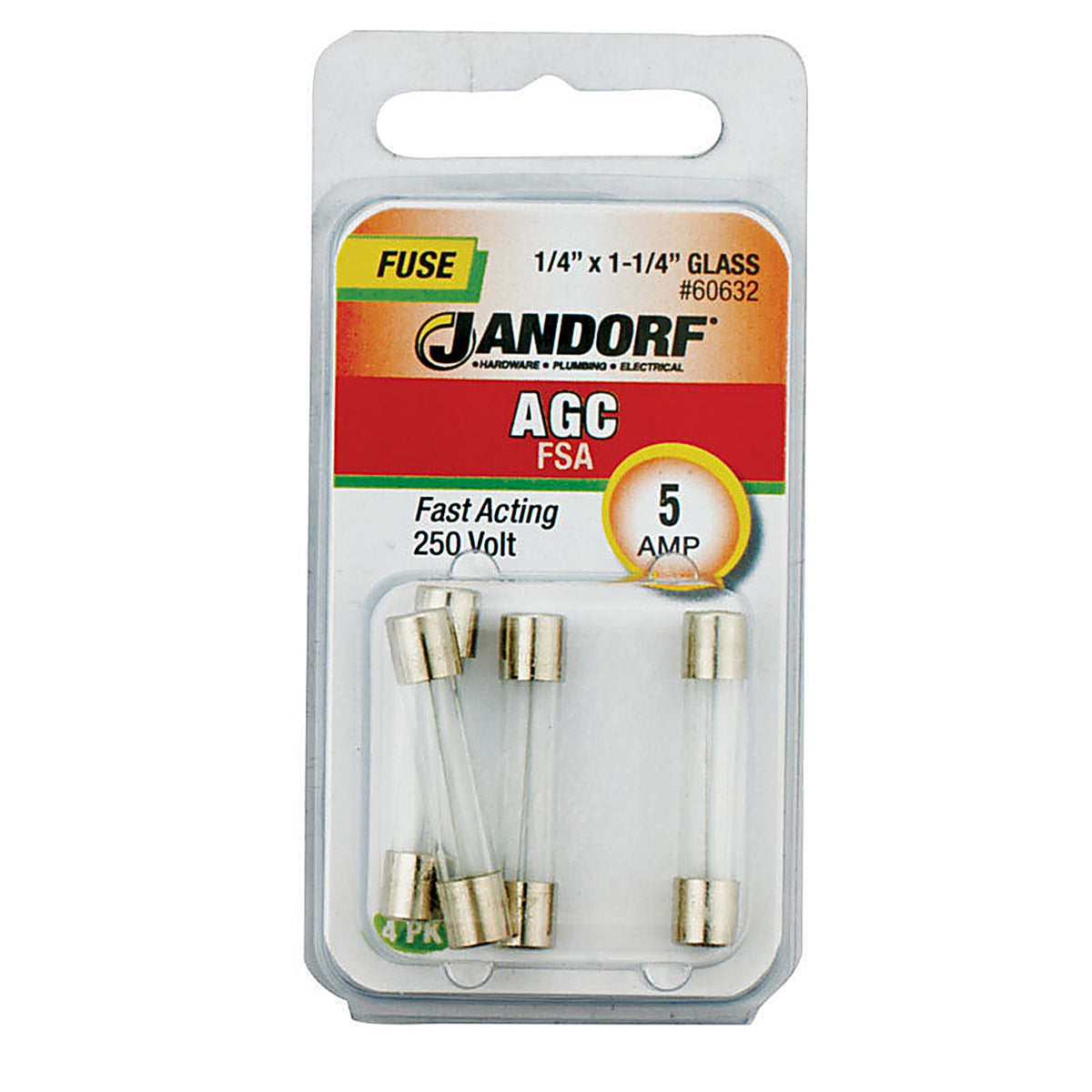 Jandorf - 60632 - AGC 5 amps Fast Acting Fuse - 4/Pack