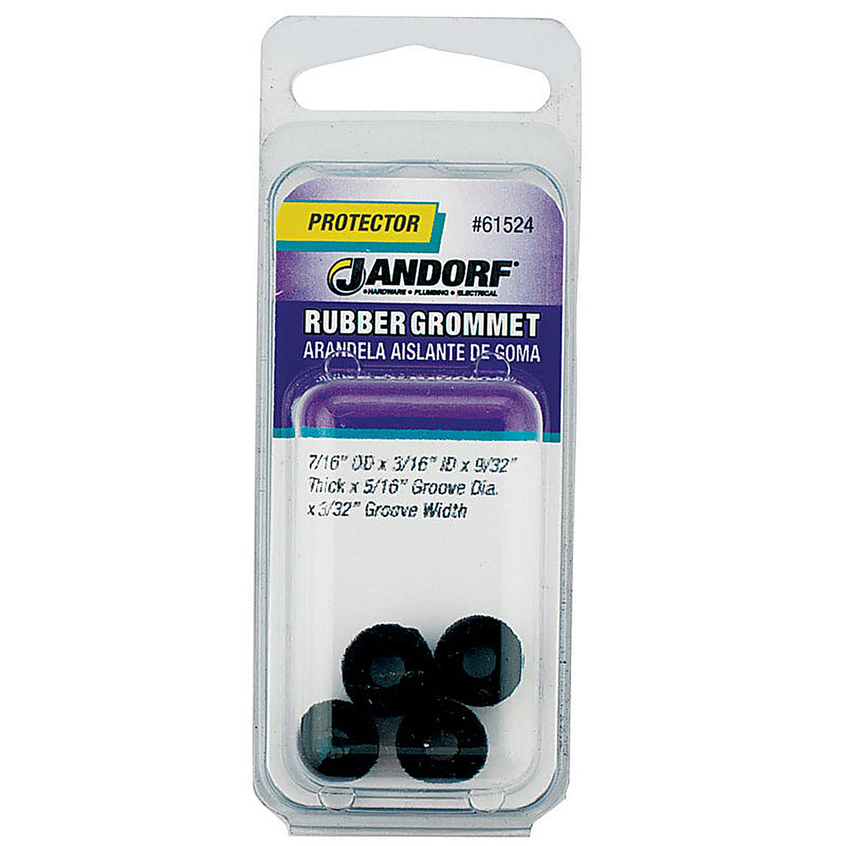 Jandorf - 61524 - 7/16 in. Dia. Rubber Grommet - 5/Pack