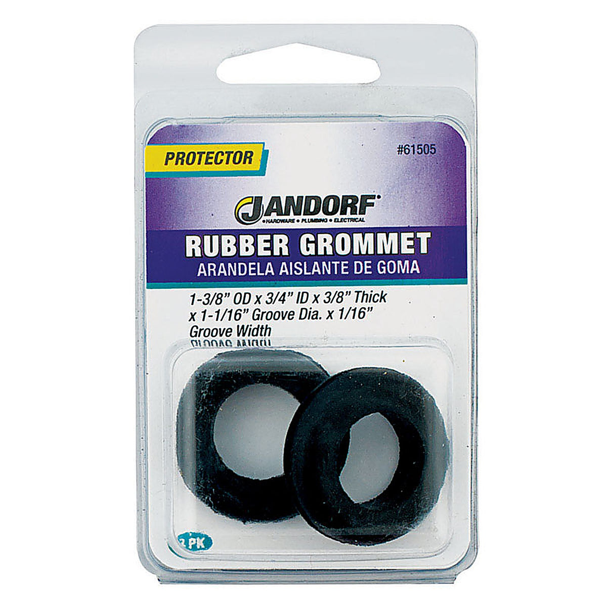 Jandorf - 61505 - 1-3/8 in. Dia. Rubber Grommet - 2/Pack