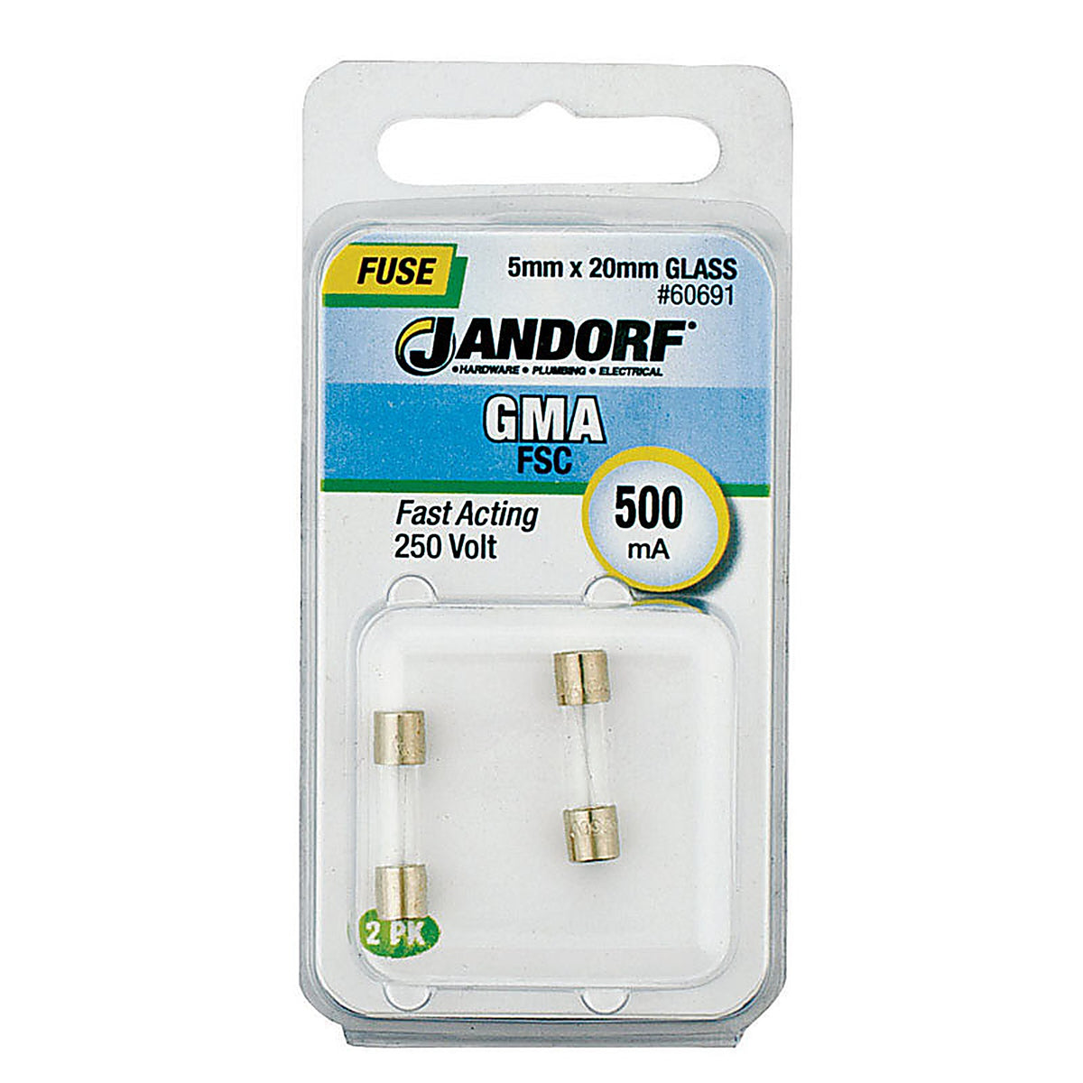 Jandorf - 60691 - GMA 500 milliampere Fast Acting Fuse - 2/Pack