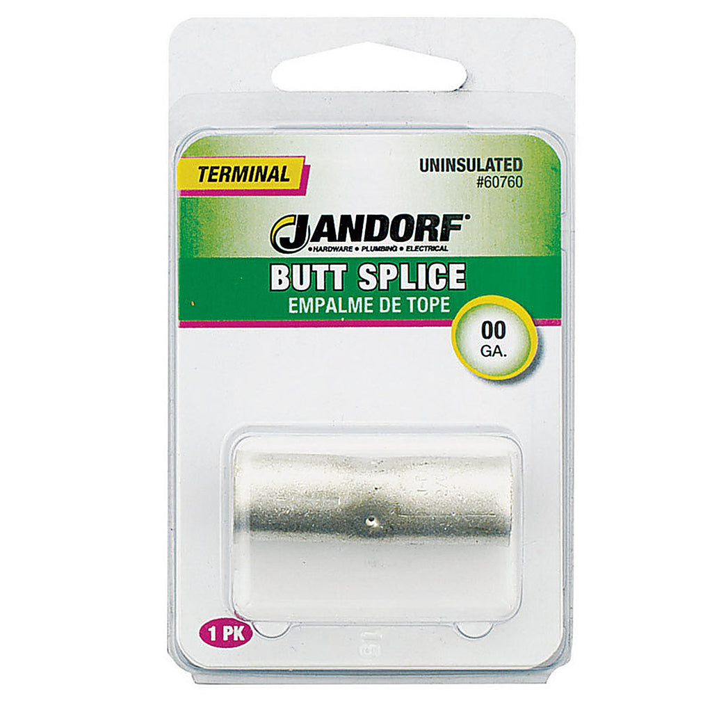Jandorf - 60760 - 2/0 Ga. Uninsulated Wire Terminal Butt Splice Silver - 1/Pack