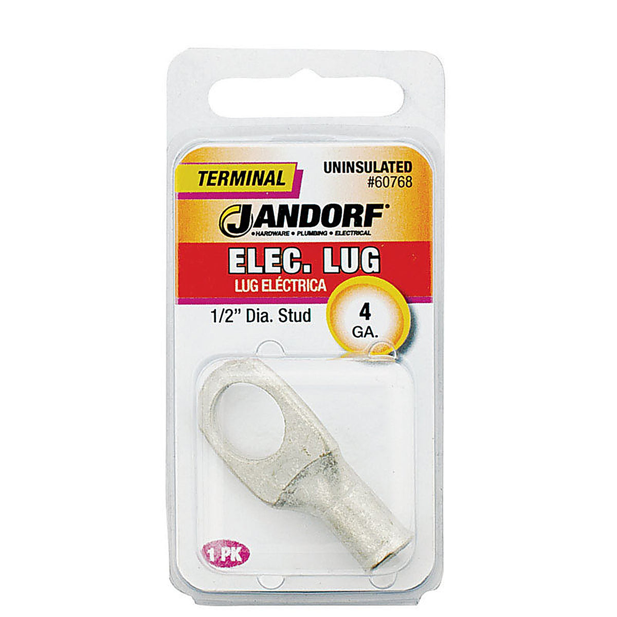 Jandorf - 60768 - 4 Ga. Uninsulated Wire Electrical Lug Silver - 1/Pack