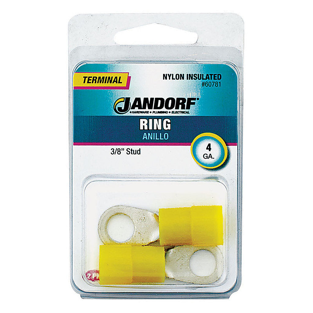 Jandorf - 60781 - 4 Ga. Insulated Wire Terminal Ring Yellow - 2/Pack