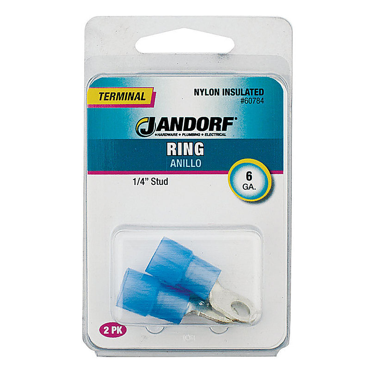 Jandorf - 60784 - 6 Ga. Insulated Wire Terminal Ring Blue - 2/Pack