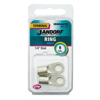 Jandorf - 60787 - 6 Ga. Uninsulated Wire Terminal Ring Silver - 2/Pack