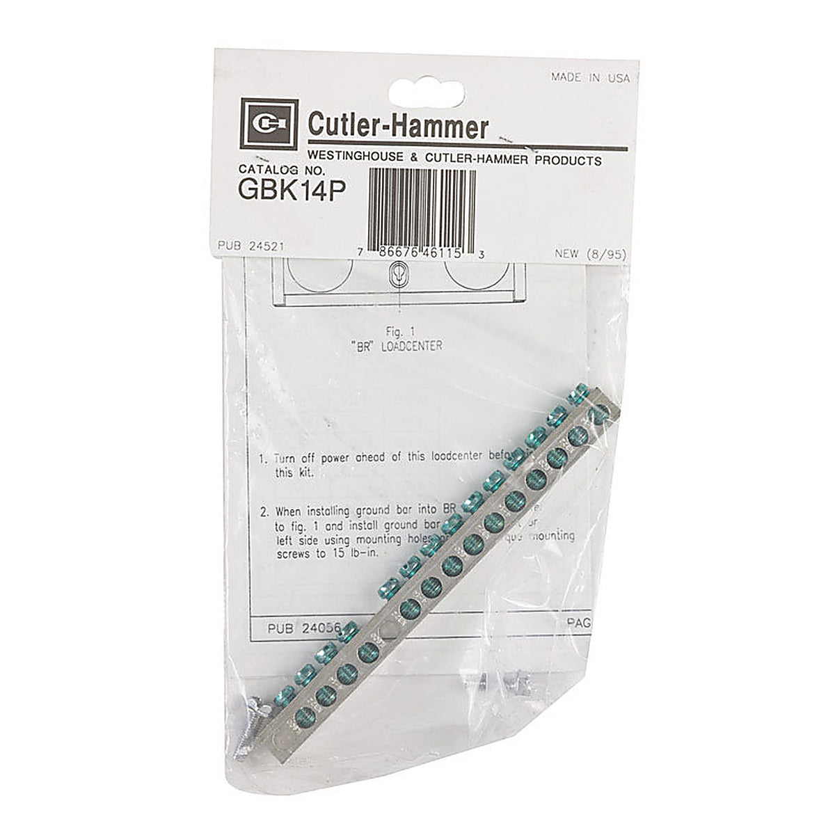 Cutler-Hammer - GBK14P - 14 space 14 circuits Bolt-On Mount Ground Bar Kit