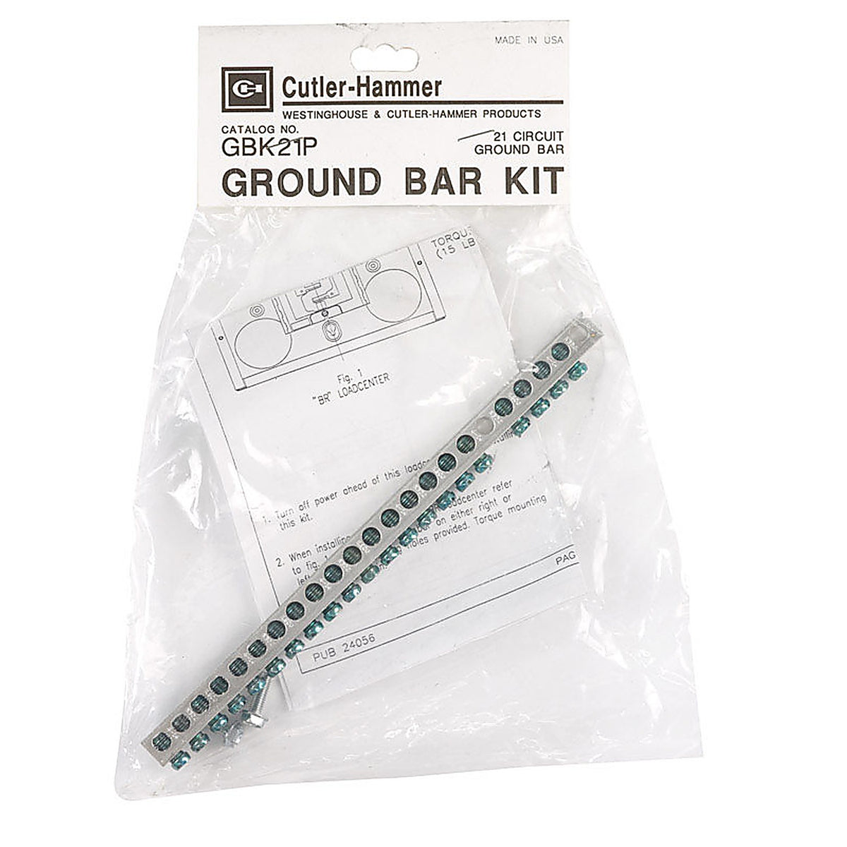 Cutler-Hammer - GBK21P - 21 space 21 circuits Bolt-On Mount Ground Bar Kit
