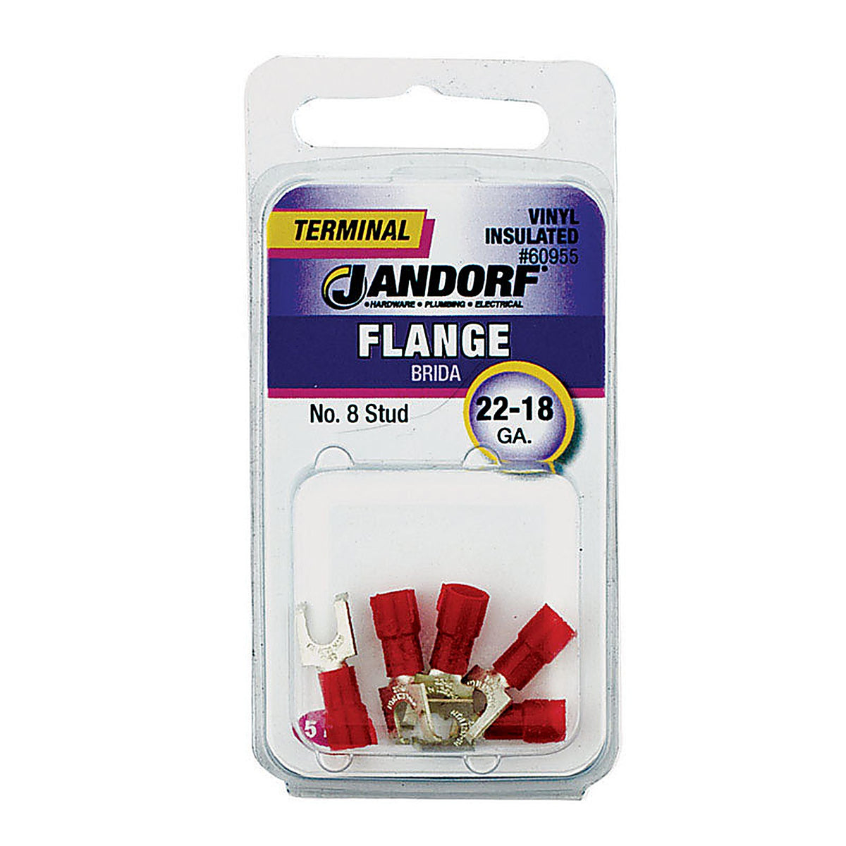 Jandorf - 60955 - 22-18 Ga. Insulated Wire Terminal Flange Red - 5/Pack