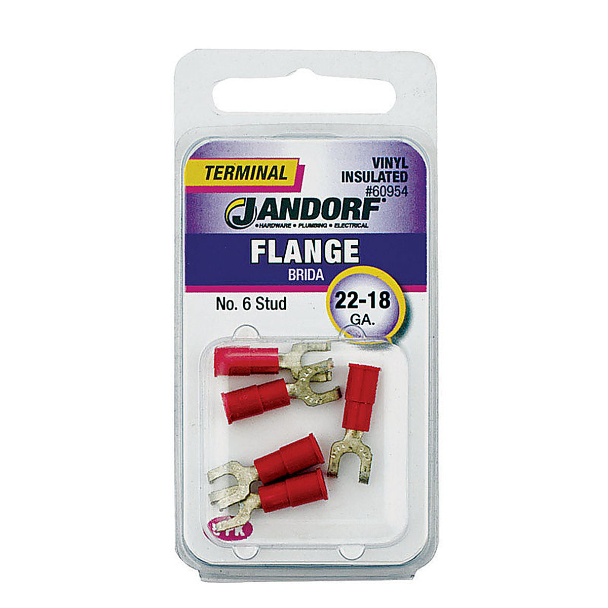 Jandorf - 60954 - 22-18 Ga. Insulated Wire Terminal Flange Red - 5/Pack
