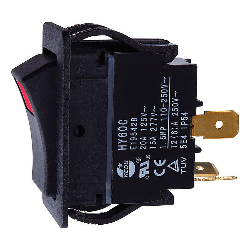 Jandorf - 61126 - 20 amps Single Pole Rocker Power Tool Switch Black - 1/Pack