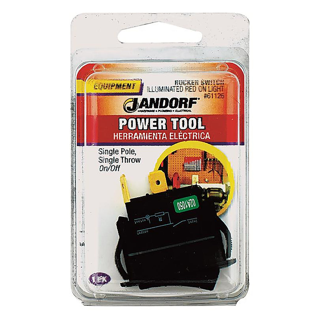 Jandorf - 61126 - 20 amps Single Pole Rocker Power Tool Switch Black - 1/Pack