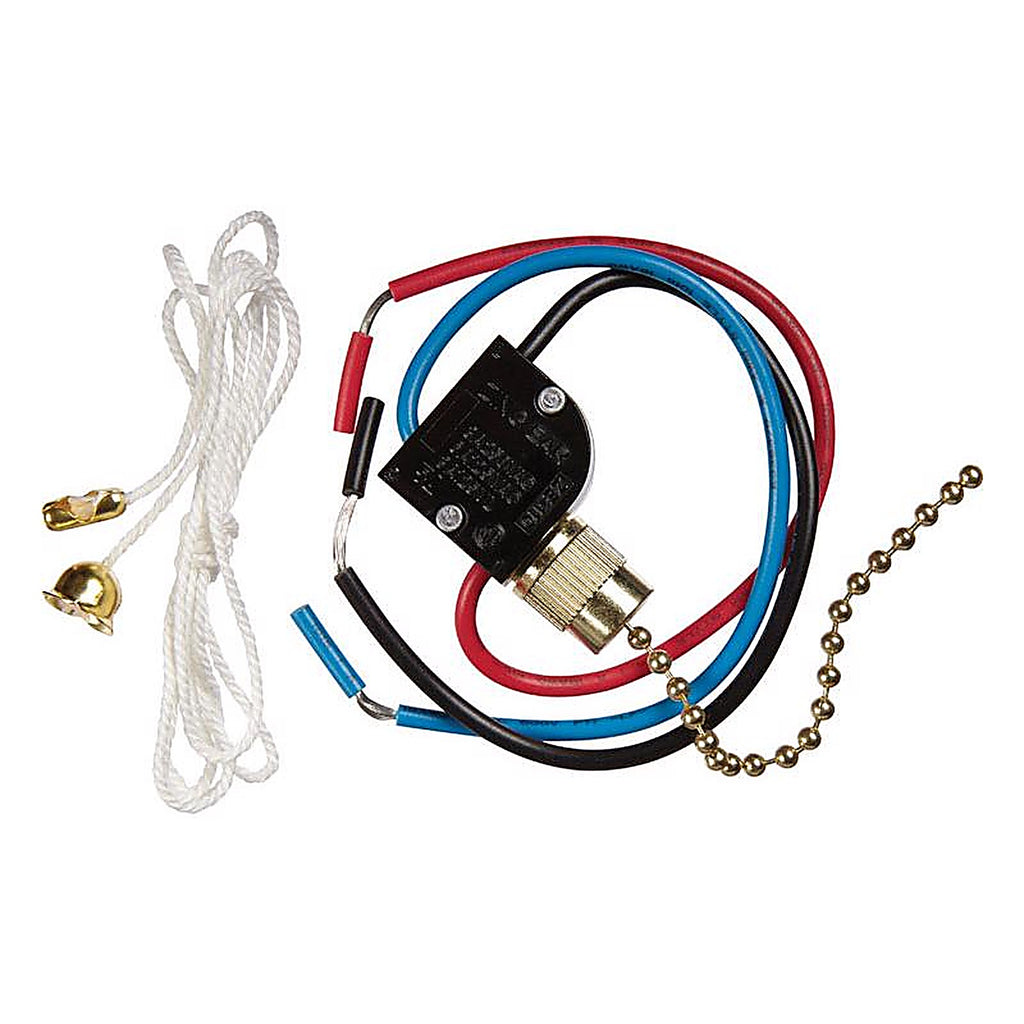 Jandorf - 61200 - 6 amps Single Pole or 3-way Pull Chain Appliance Switch Brass - 1/Pack