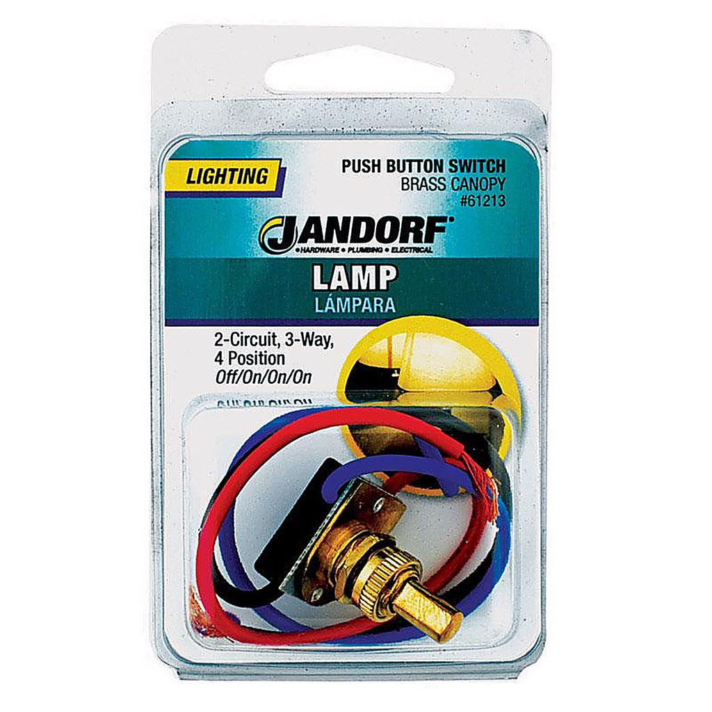 Jandorf - 61213 - 6 amps Single Pole or 3-way Push Button Appliance Switch Brass - 1/Pack