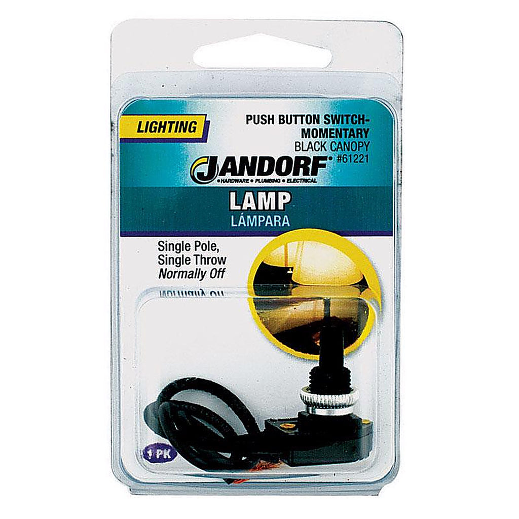 Jandorf - 61221 - 6 amps Single Pole Push Button Appliance Switch Black - 1/Pack