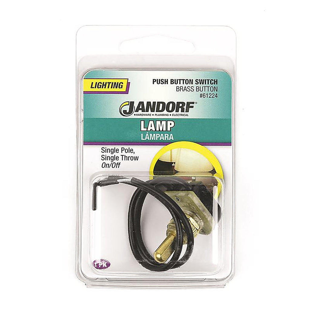 Jandorf - 61224 - 6 amps Single Pole Push Button Appliance Switch Black/Brass - 1/Pack