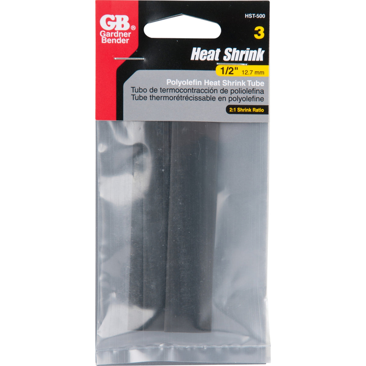 Gardner Bender - HST-500 - 1/2 in. Dia. Heat Shrink Tubing Black - 3/Pack