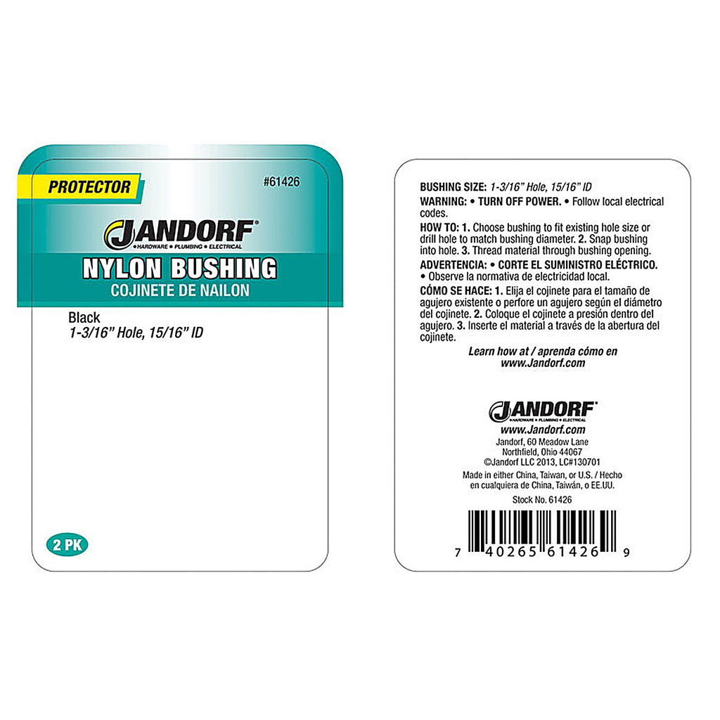 Jandorf - 61426 - 1-3/16 in. Nylon Bushing - 2/Pack