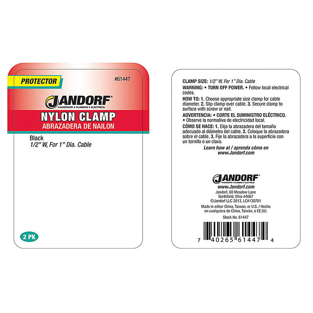 Jandorf - 61447 - 1 in. Dia. Nylon Cable Clamp - 2/Pack