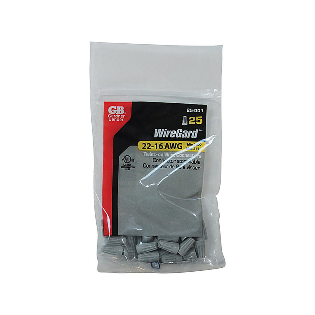 Gardner Bender - 25-001 - WireGard 22-16 Ga. Copper Wire Wire Connector Gray - 25/Pack