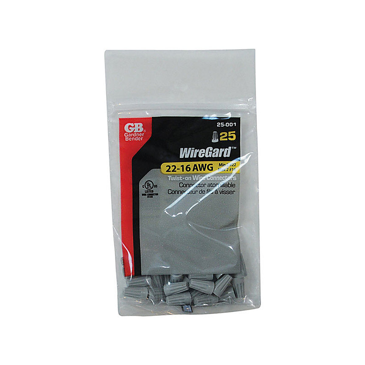 Gardner Bender - 25-001 - WireGard 22-16 Ga. Copper Wire Wire Connector Gray - 25/Pack