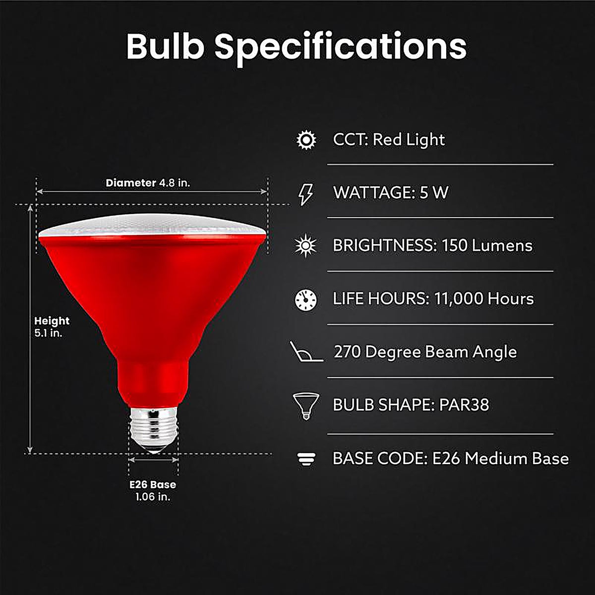 Feit Electric - PAR38R10KLED/BX - PAR38 E26 (Medium) LED Bulb Red 120 W 1 pk