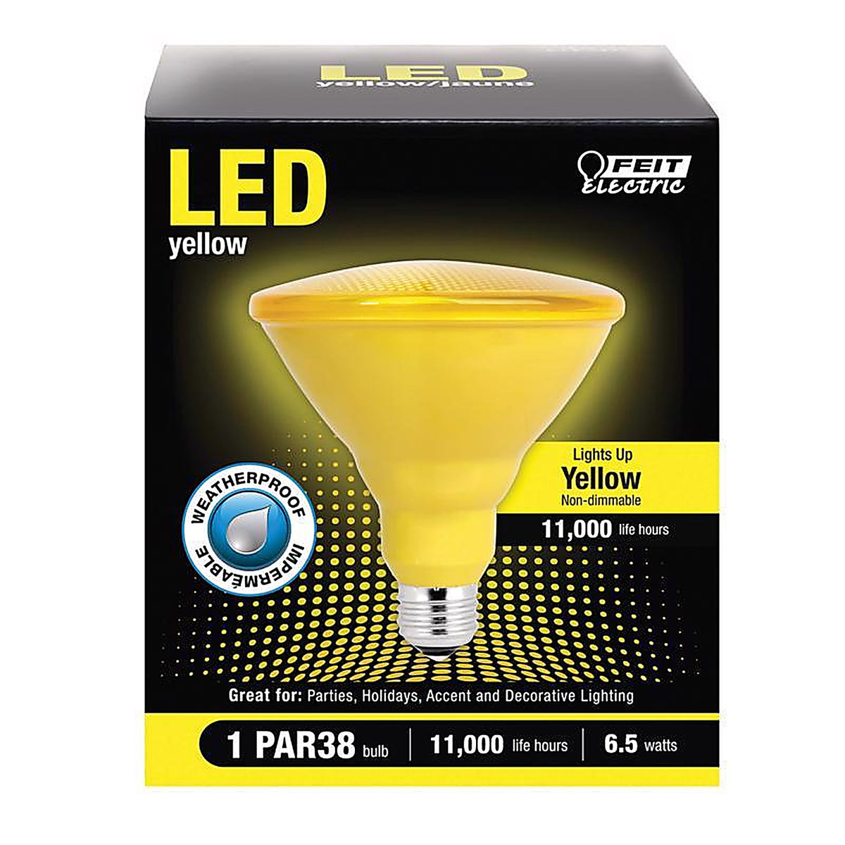 Feit Electric - PAR38/Y10KLEDBX - PAR38 E26 (Medium) LED Bulb Yellow 90 W 1 pk