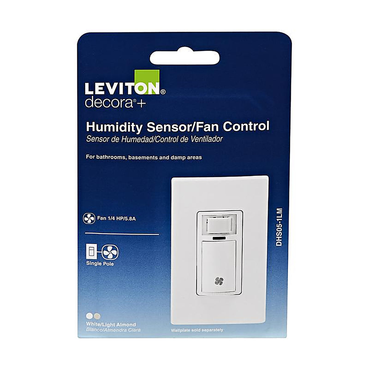 Leviton - R02-IPHS5-0LW - Decora Single Pole Motion Sensor Humidity Sensor/Fan Control White - 1/Pack