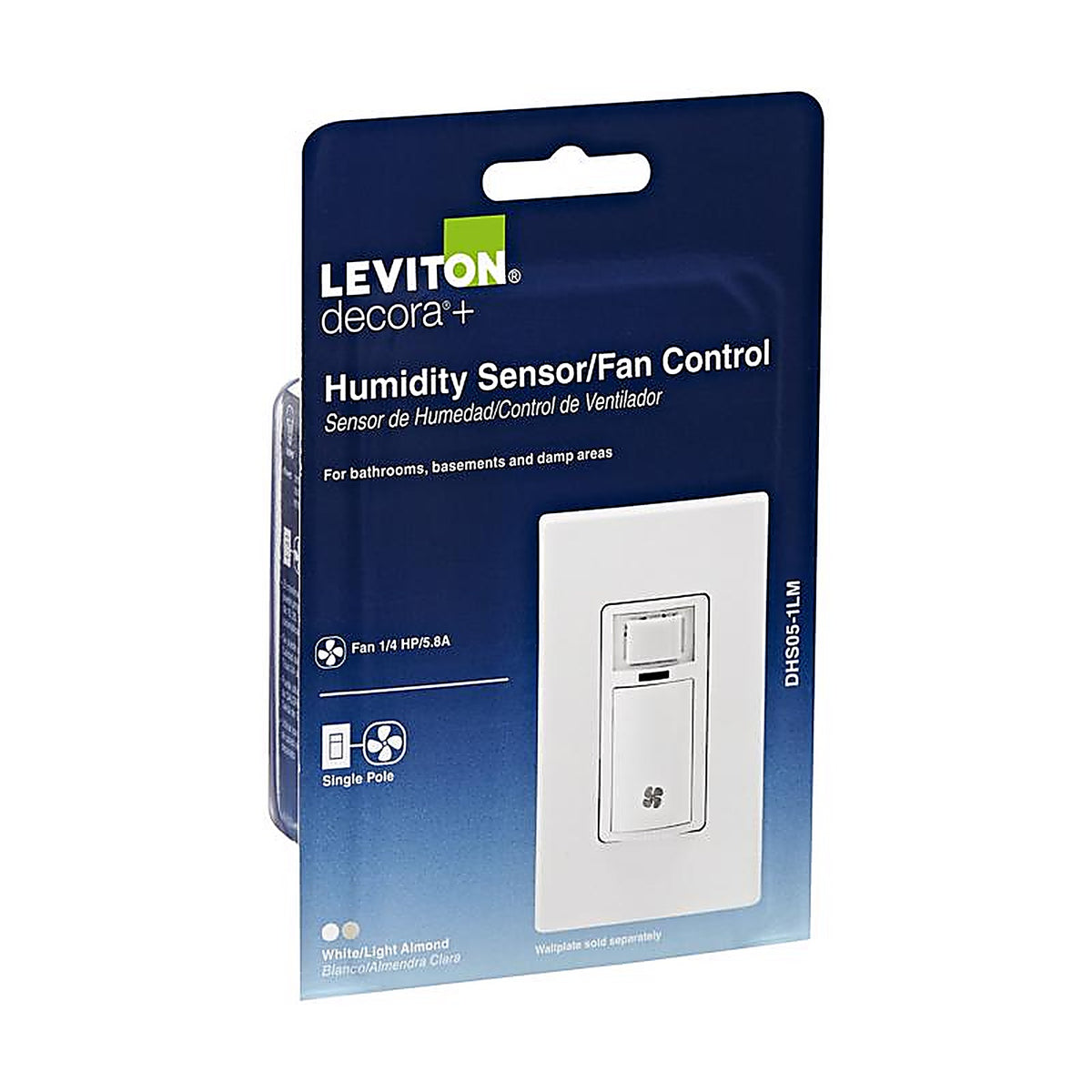 Leviton - R02-IPHS5-0LW - Decora Single Pole Motion Sensor Humidity Sensor/Fan Control White - 1/Pack
