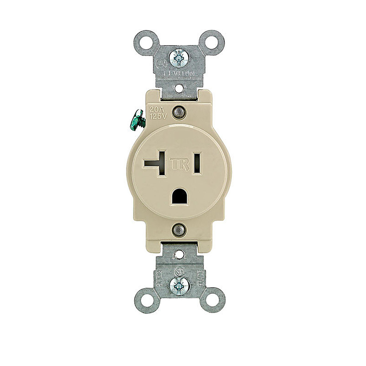 Leviton - T5020-0IS - 20 amps 125 volt Single Ivory Outlet 5-20R - 1/Pack