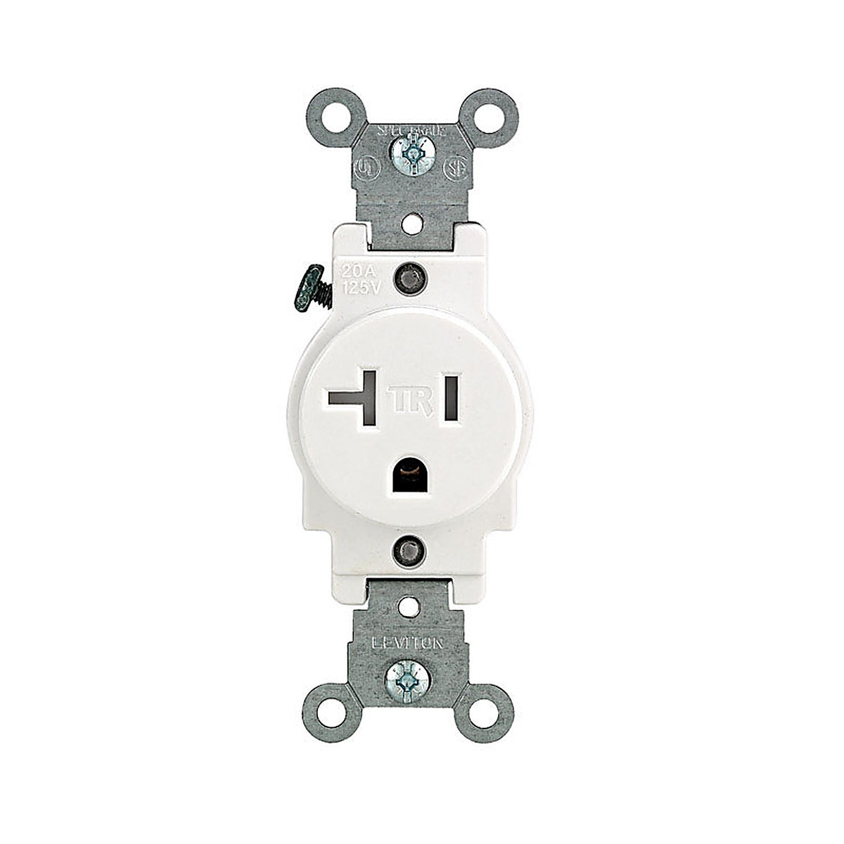 Leviton - T5020-0WS - 20 amps 125 volt Single White Outlet 5-20R - 1/Pack