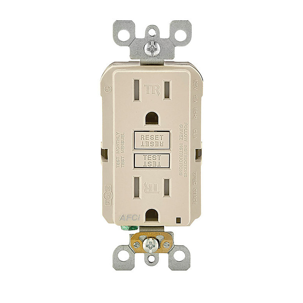 Leviton - R02-AFTR1-0KT - SmartlockPro 15 amps 120 volt Light Almond AFCI Outlet 5-15R - 1/Pack
