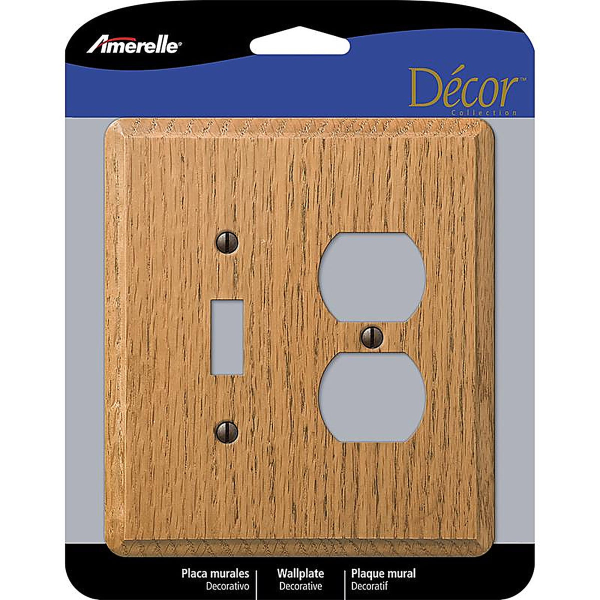 Amerelle - 901TDL - Contemporary Brown 2 gang Wood Duplex/Toggle Wall Plate - 1/Pack