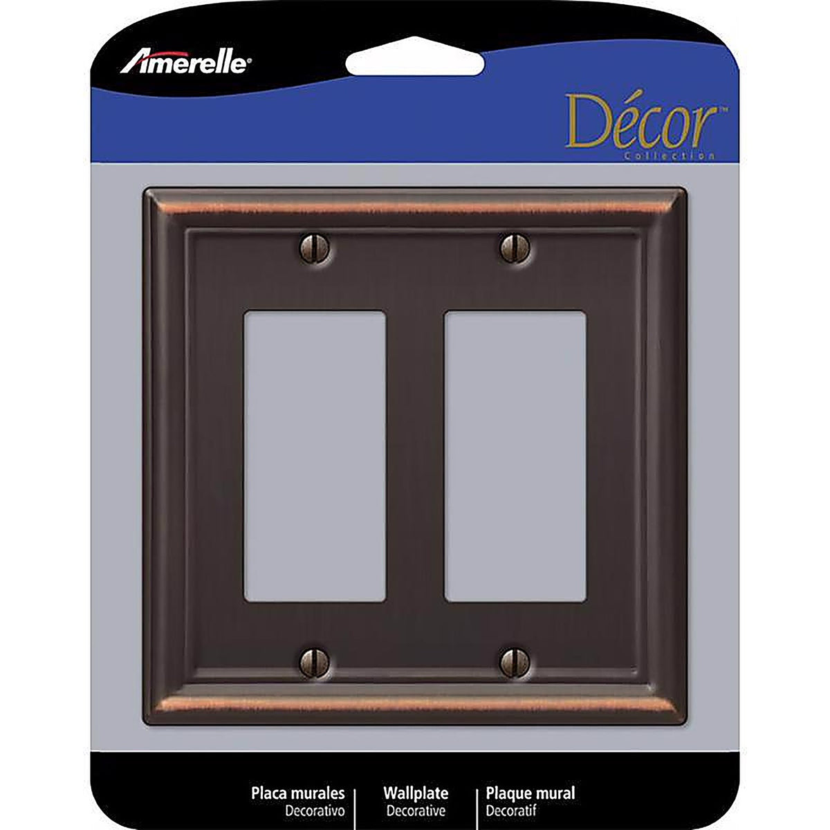 Amerelle - 149RRDB - Chelsea Aged Bronze 2 gang Stamped Steel Decorator Wall Plate 1 pk