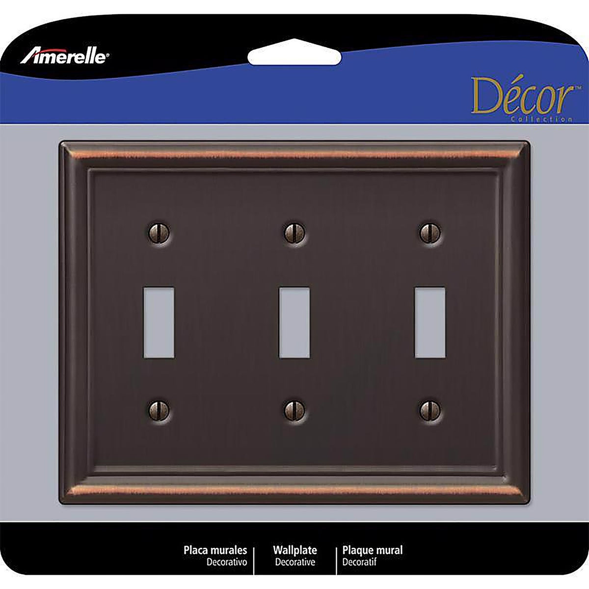 Amerelle - 149TTTDB - Chelsea Aged Bronze 3 gang Stamped Steel Toggle Wall Plate 1 pk