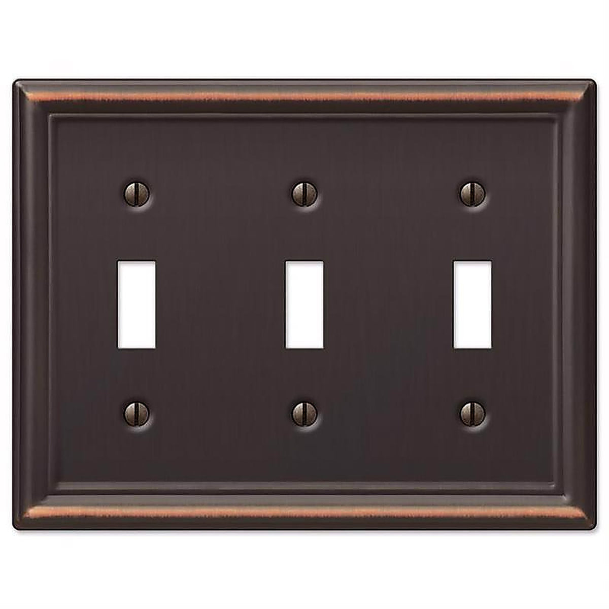 Amerelle - 149TTTDB - Chelsea Aged Bronze 3 gang Stamped Steel Toggle Wall Plate 1 pk