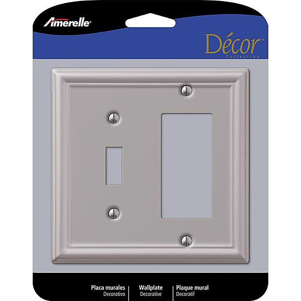 Amerelle - 149TRBN - Chelsea Brushed Nickel 2 gang Stamped Steel Decorator/Toggle Wall Plate 1 pk