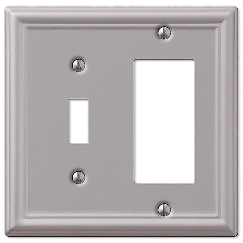 Amerelle - 149TRBN - Chelsea Brushed Nickel 2 gang Stamped Steel Decorator/Toggle Wall Plate 1 pk