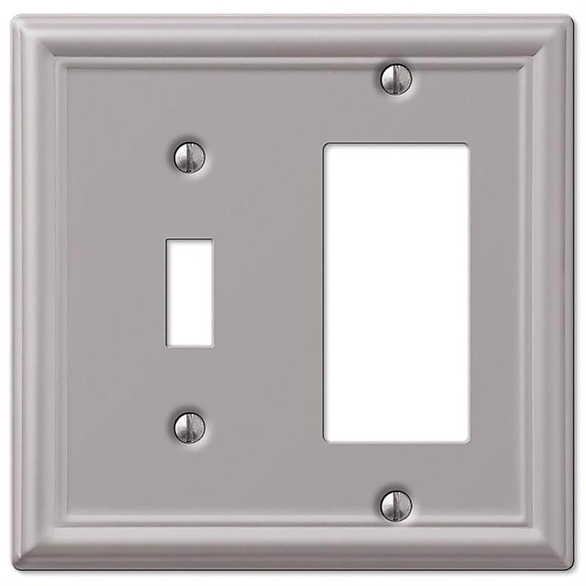 Amerelle - 149TRBN - Chelsea Brushed Nickel 2 gang Stamped Steel Decorator/Toggle Wall Plate 1 pk
