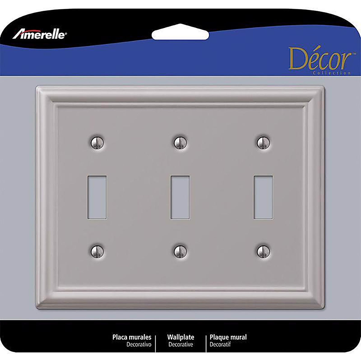 Amerelle - 149TTTBN - Chelsea Brushed Nickel 3 gang Stamped Steel Toggle Wall Plate 1 pk