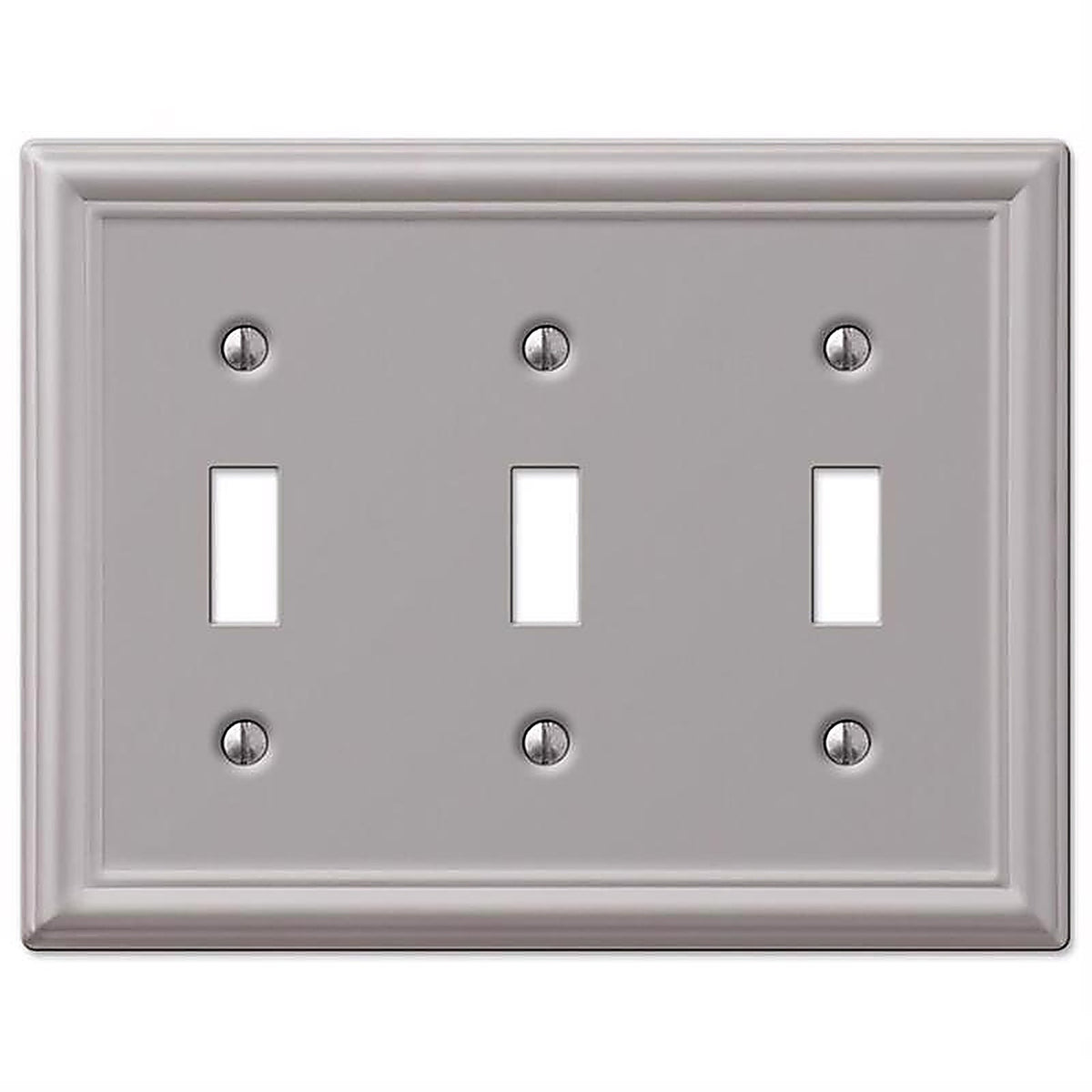 Amerelle - 149TTTBN - Chelsea Brushed Nickel 3 gang Stamped Steel Toggle Wall Plate 1 pk