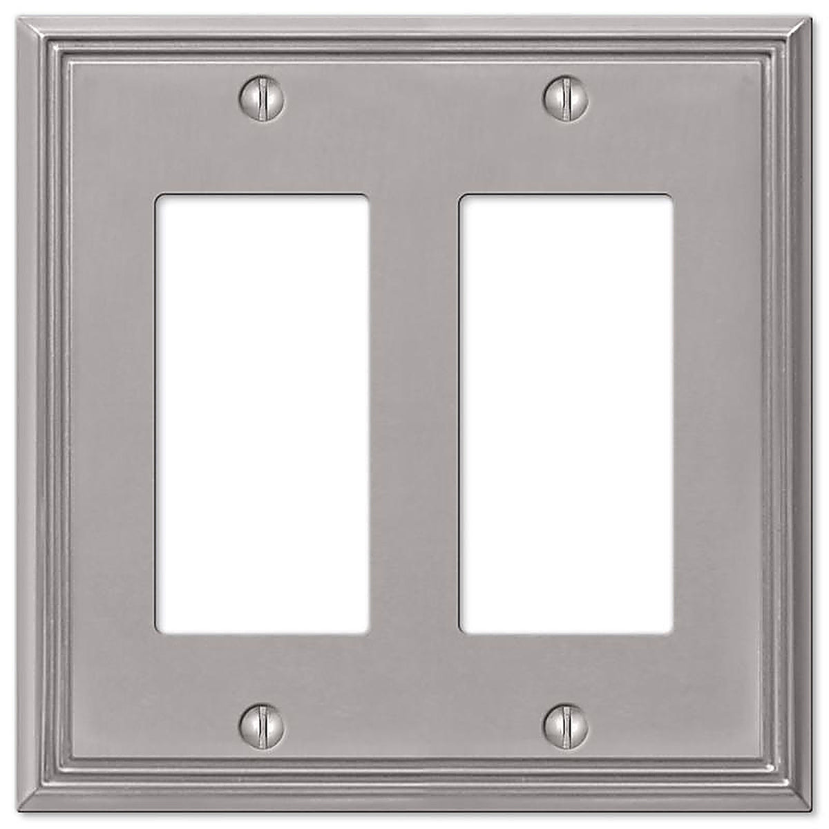 Amerelle - 77RRBN - Metro Brushed Nickel Gray 2 gang Die-Cast Metal Rocker Wall Plate - 1/Pack