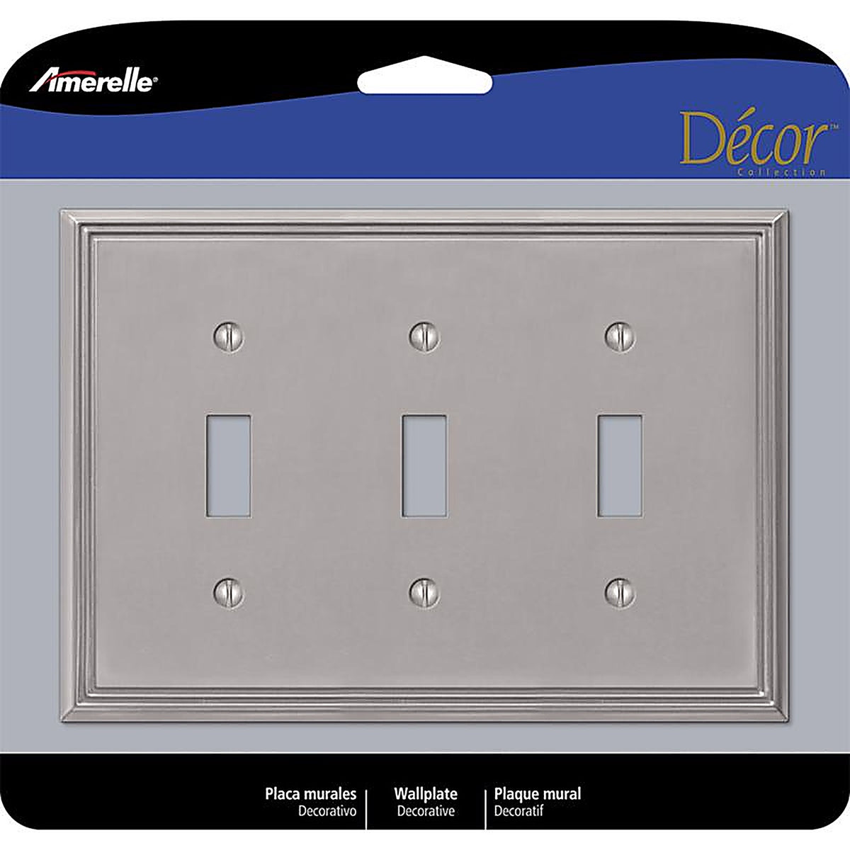 Amerelle - 77TTTBN - Metro Brushed Nickel 3 gang Die-Cast Metal Toggle Wall Plate 1 pk