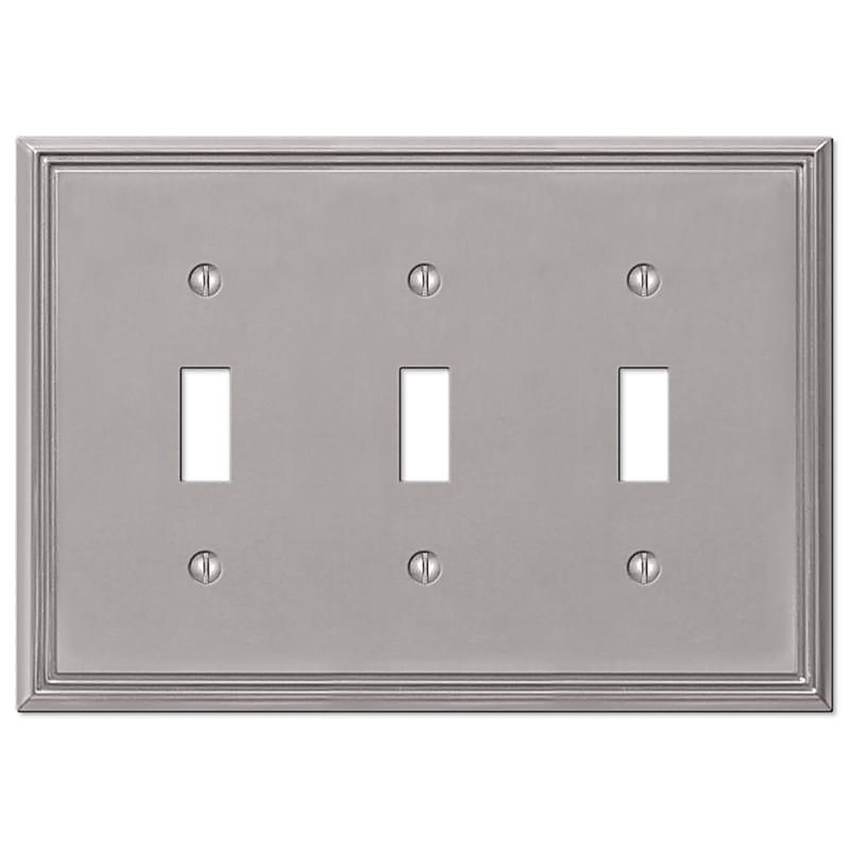 Amerelle - 77TTTBN - Metro Brushed Nickel 3 gang Die-Cast Metal Toggle Wall Plate 1 pk
