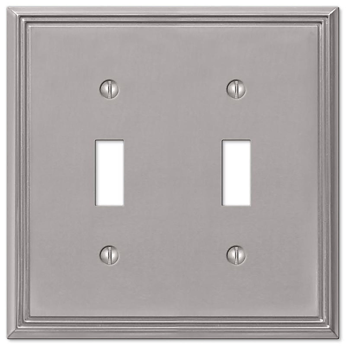Amerelle - 77TTBN - Metro Brushed Nickel Gray 2 gang Die-Cast Metal Toggle Wall Plate - 1/Pack