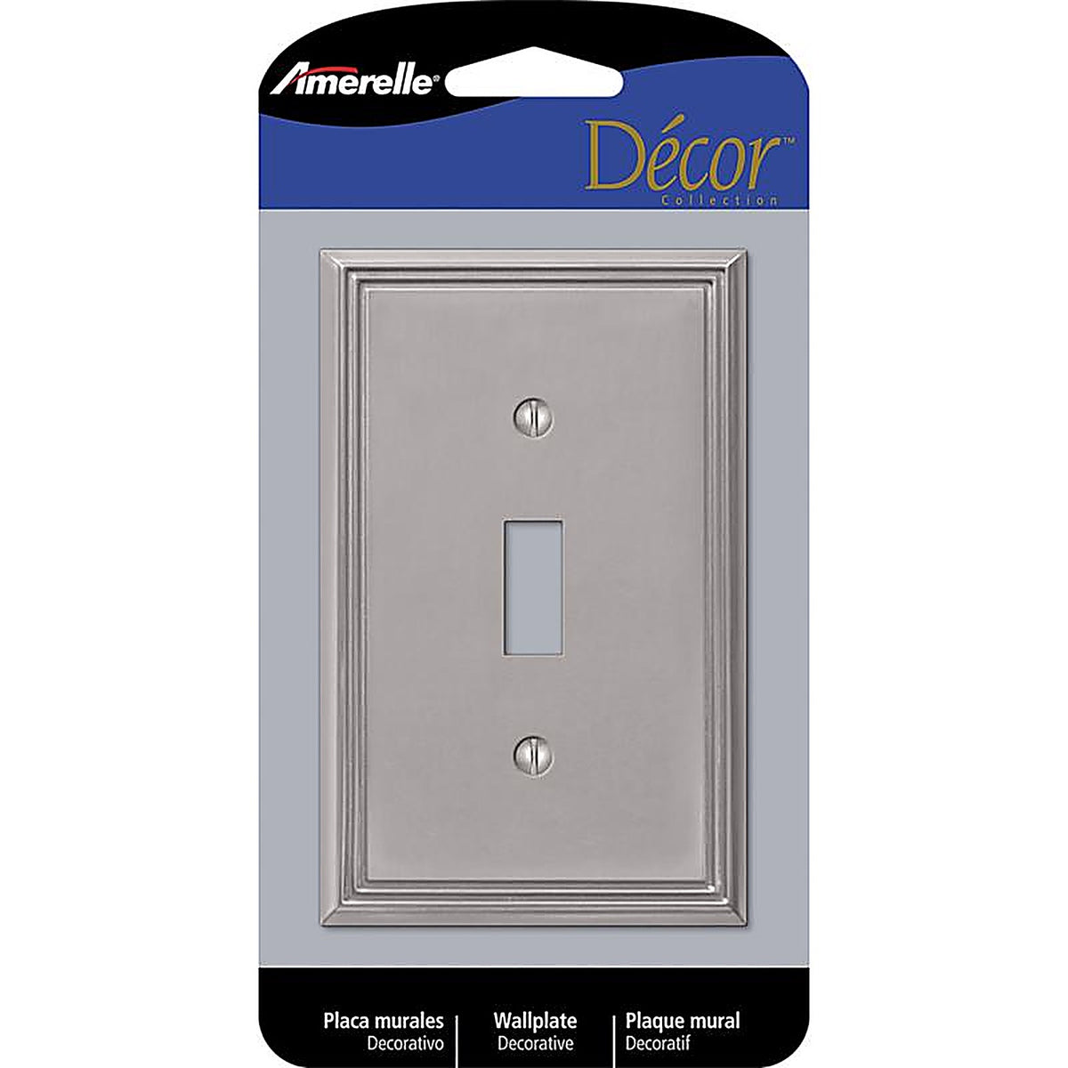 Amerelle - 77TBN - Metro Brushed Nickel 1 gang Die-Cast Metal Toggle Wall Plate 1 pk