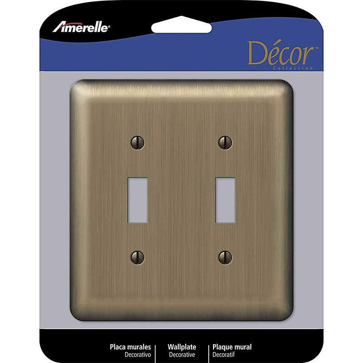 Amerelle - 154TT - Devon Brushed Brass 2 gang Stamped Steel Toggle Wall Plate 1 pk
