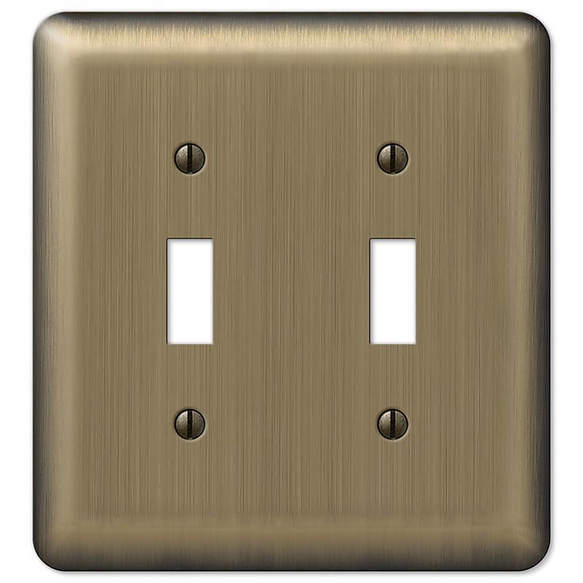 Amerelle - 154TT - Devon Brushed Brass 2 gang Stamped Steel Toggle Wall Plate 1 pk