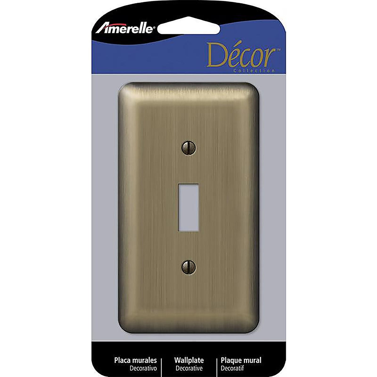 Amerelle - 154T - Devon Brushed Brass Brass 1 gang Stamped Steel Toggle Wall Plate - 1/Pack