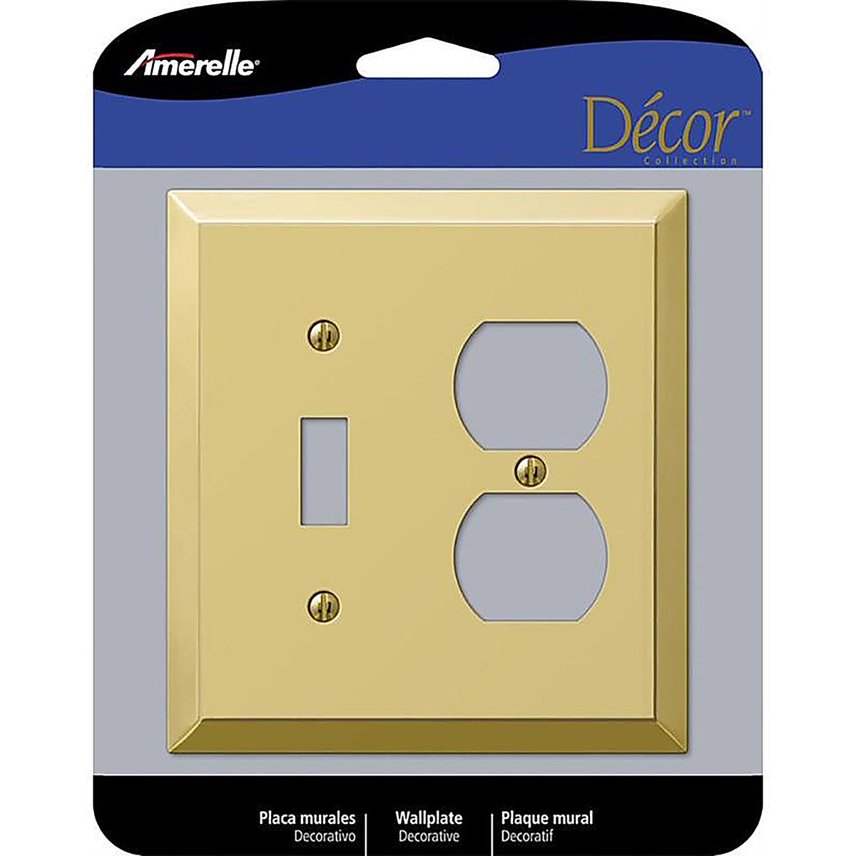 Amerelle - 163TDBR - Century Polished Brass 2 gang Stamped Steel Duplex/Toggle Wall Plate 1 pk